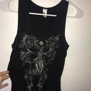 Black and silver beaded tank top large